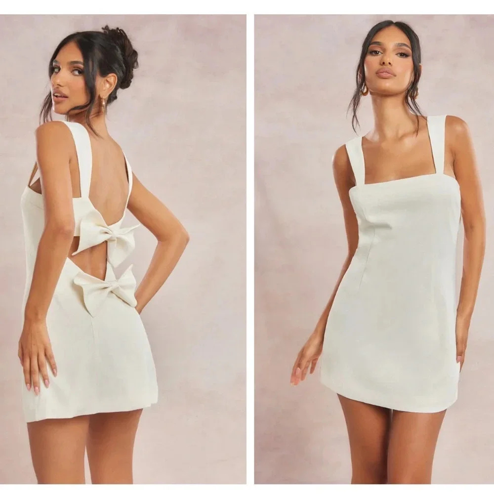 Prettylittlething cream twill out now shift dress